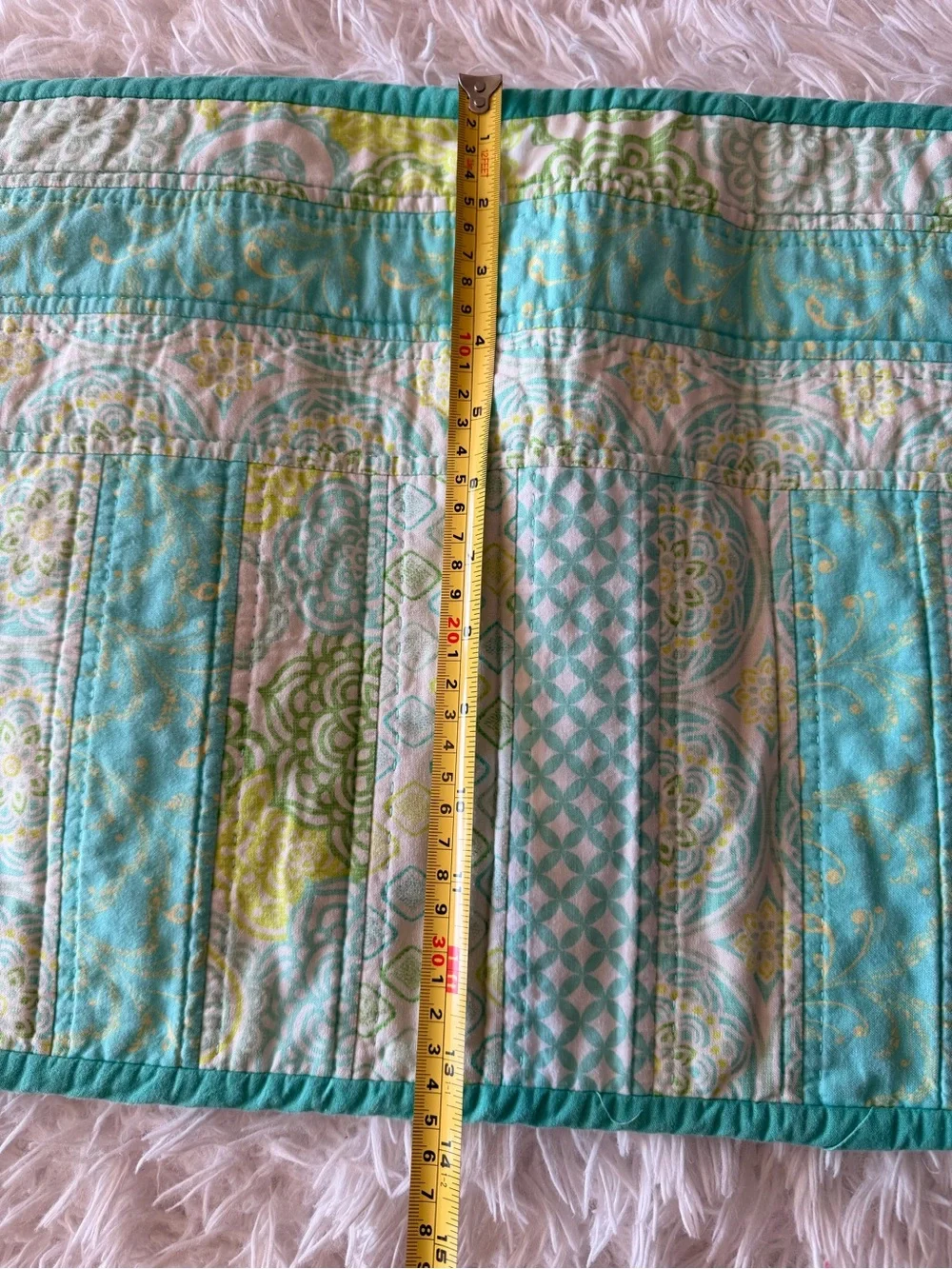Aqua and Cream Reversible Quilted Bed Throw - Brand